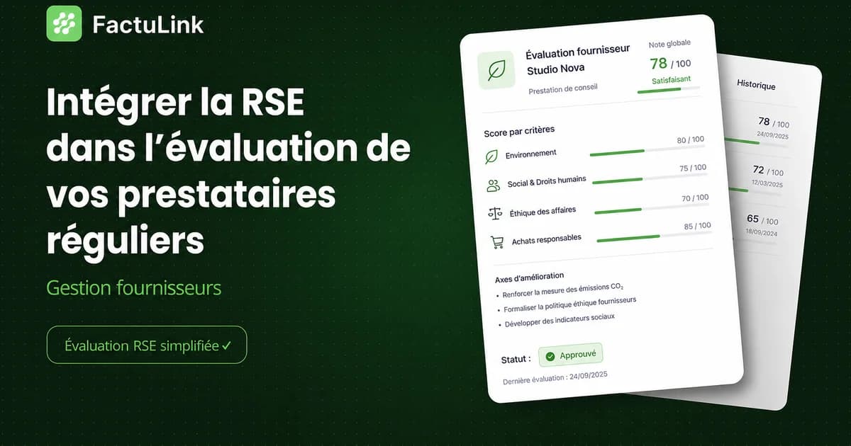 A modern professional illustration showing a French business manager reviewing a digital dashboard with green ecological