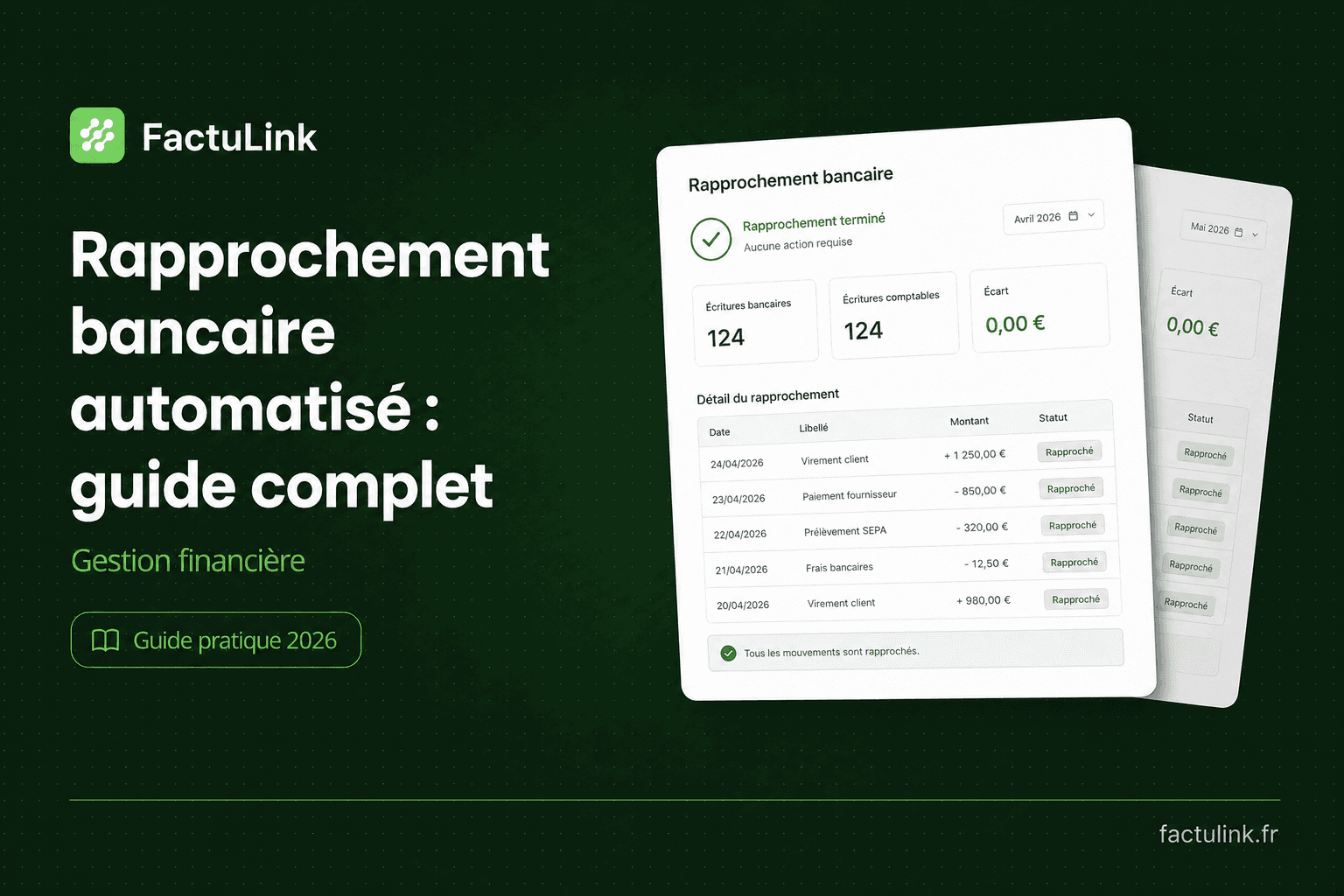 Modern flat illustration showing a professional dashboard with bank transaction icons connecting automatically to invoic